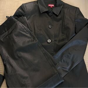 Staud Satin Women's Black Jacket and Pant Set